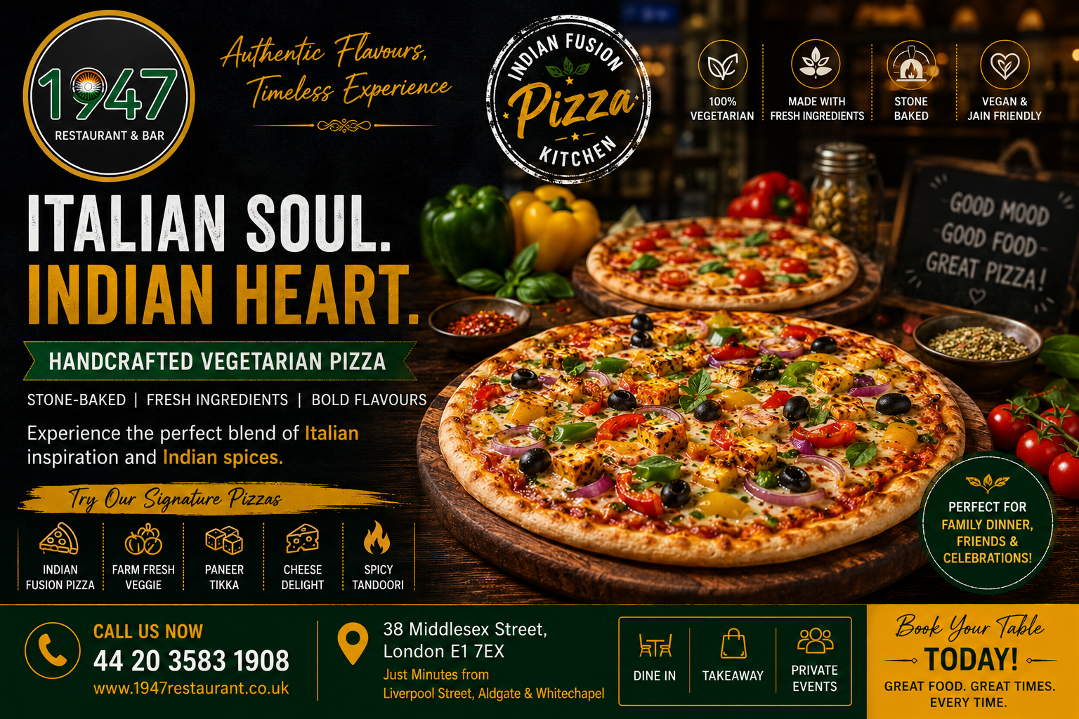 Best Vegetarian Pizza in London: Italian-Inspired Flavours with a Modern Indian Twist